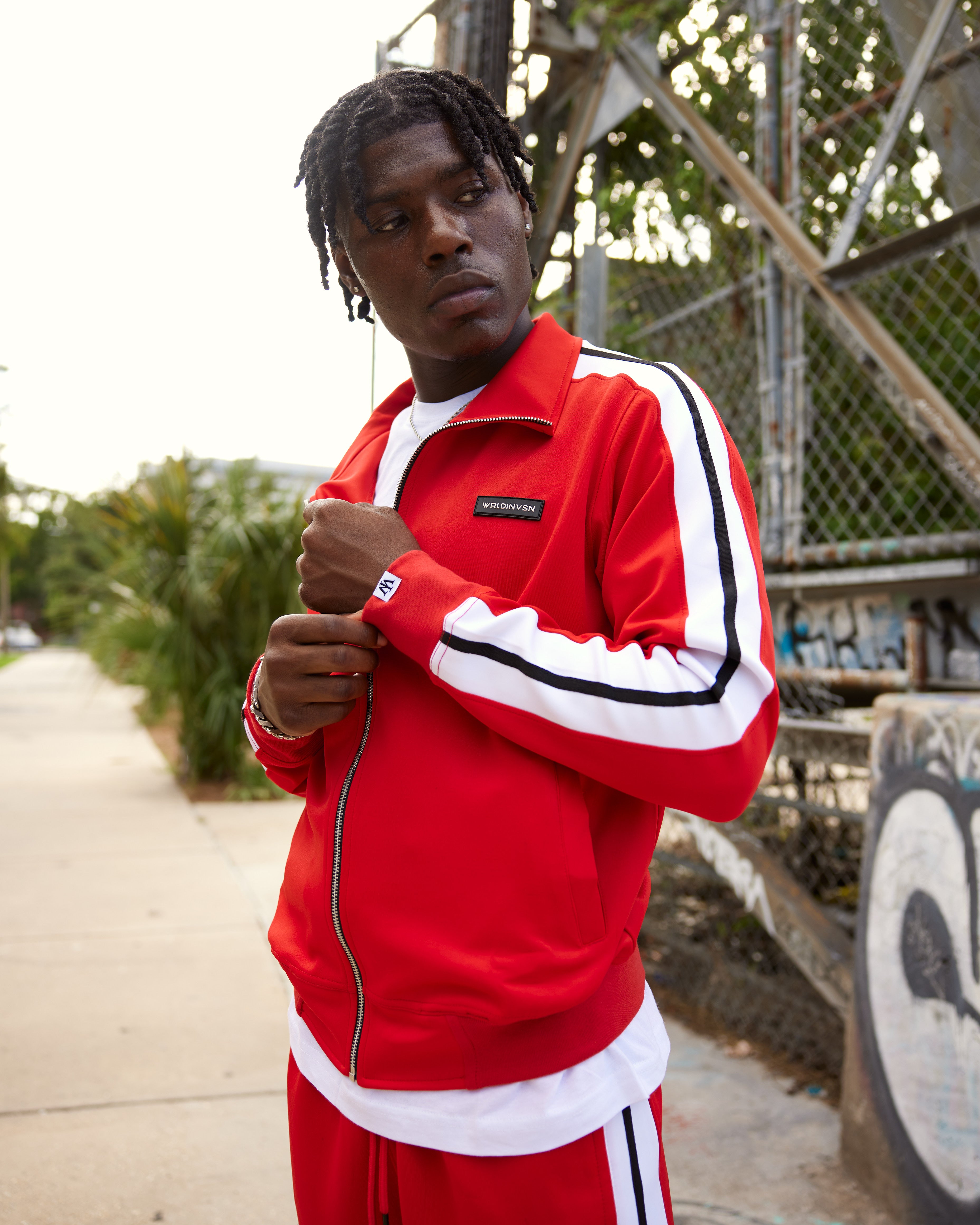 Men's superstar jacket red  white stripes 2025