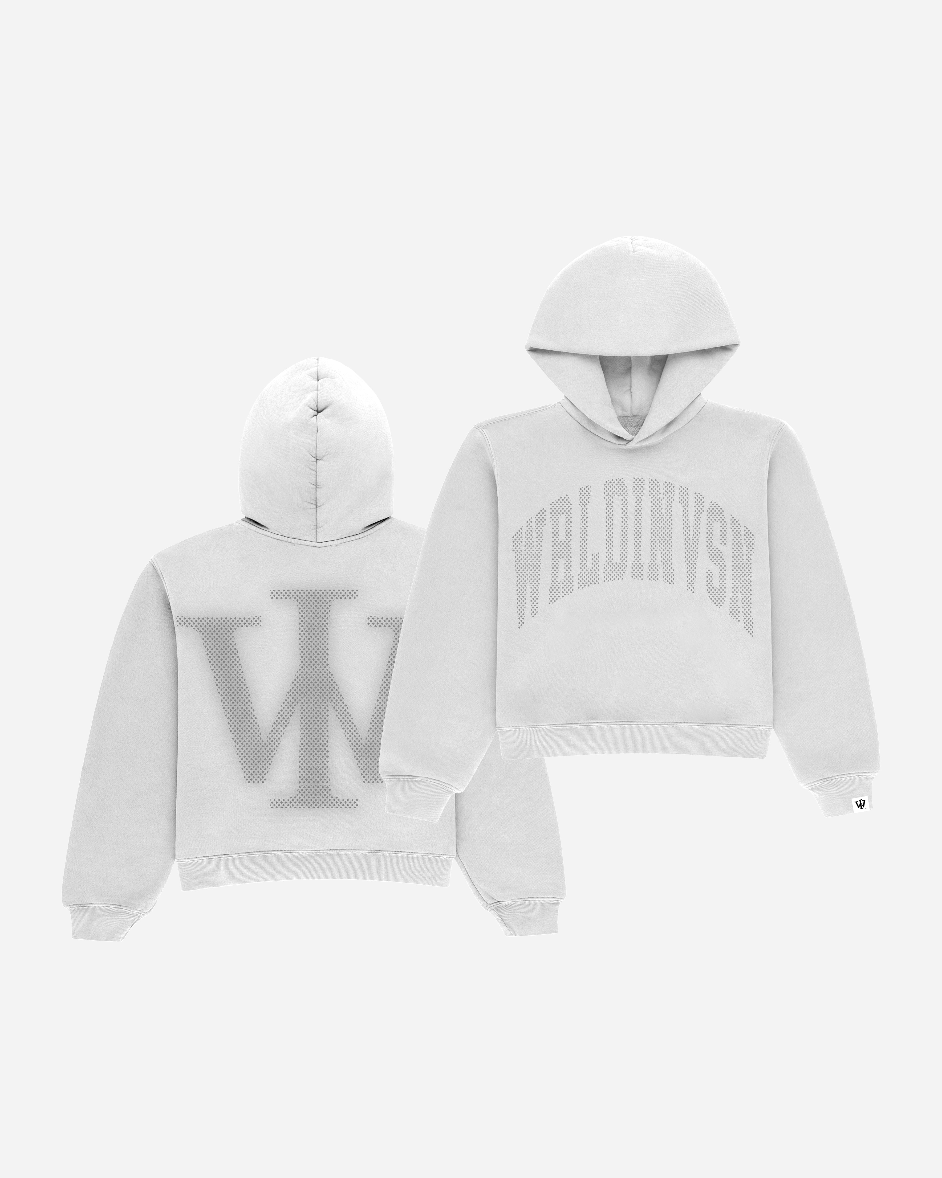 Premium “Stone” Oversized Hoodie (White/Rhinestone) [Boxy +