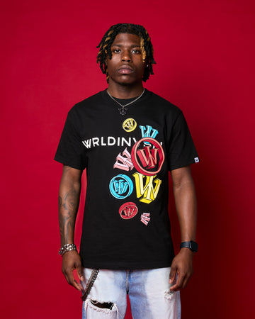 “Falling Pieces” Tee (Black/Multicolor)