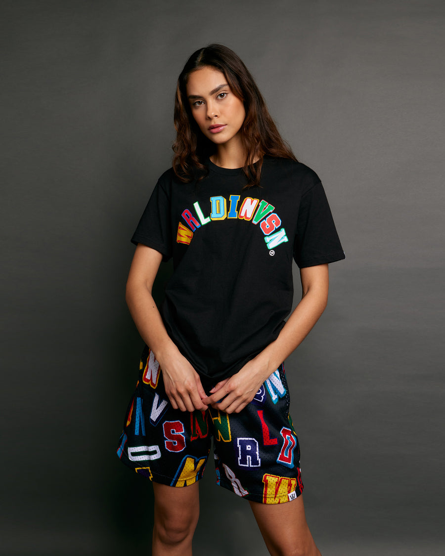 “Letter Curve” Tee (Black/Multicolor)