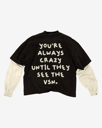 “Crazy VSN” 2-In-1 Long Sleeve Tee (Black & Cream)