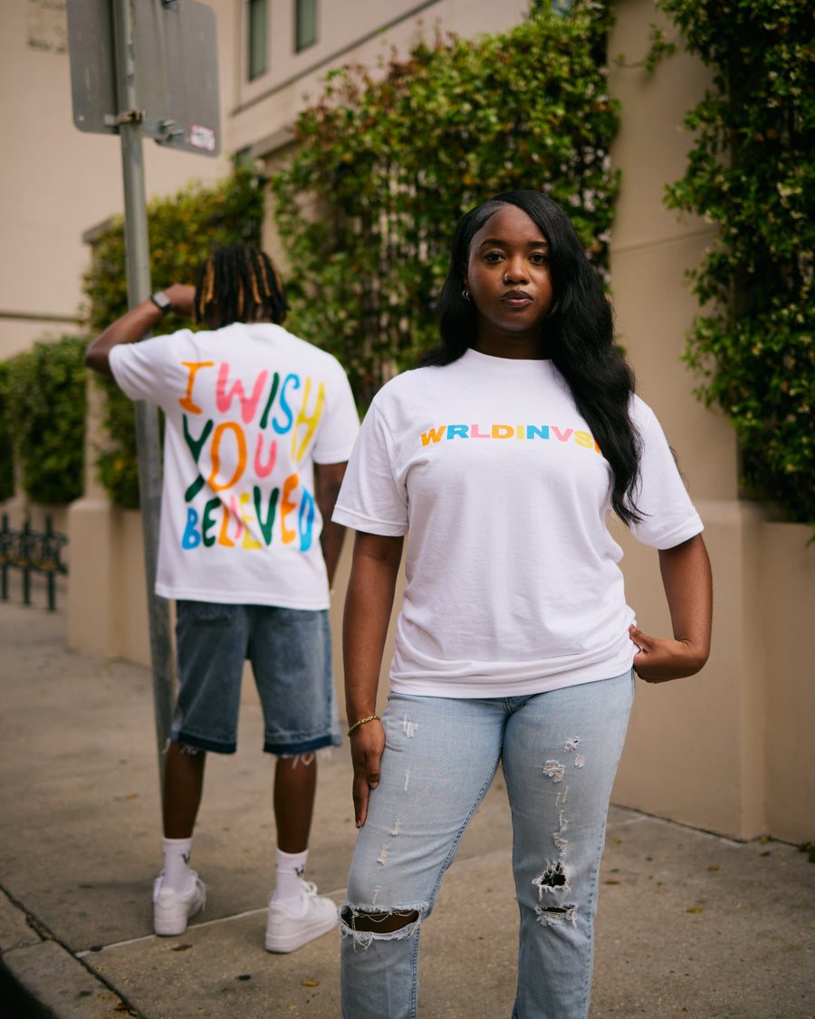 “I Wish You Believed” Tee (Pixelate White/Multicolor)