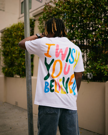 “I Wish You Believed” Tee (Pixelate White/Multicolor)