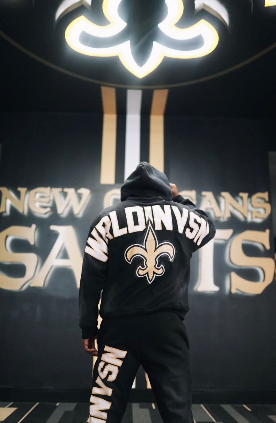 “New Orleans Saints” Oversized Hoodie (Black) [BACKORDER]