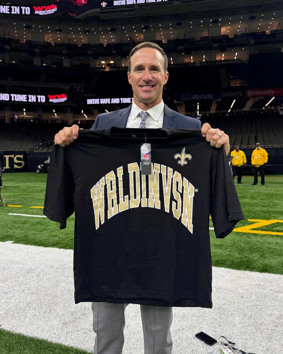 “New Orleans Saints” WRLDINVSN Black Tee (Oversized) [BACKORDER]