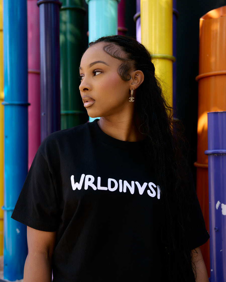 “The Wrld Is Your Canvas” Tee (Black/Multicolor)