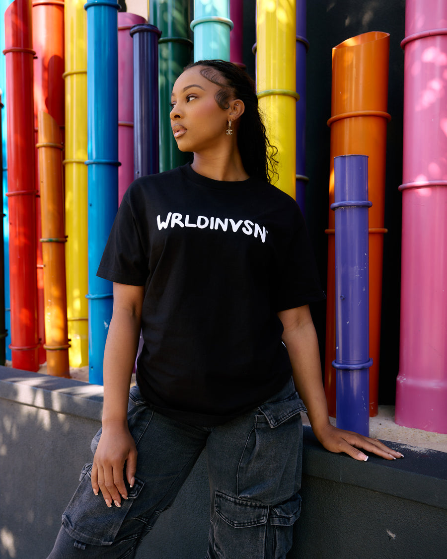 “The Wrld Is Your Canvas” Tee (Black/Multicolor)