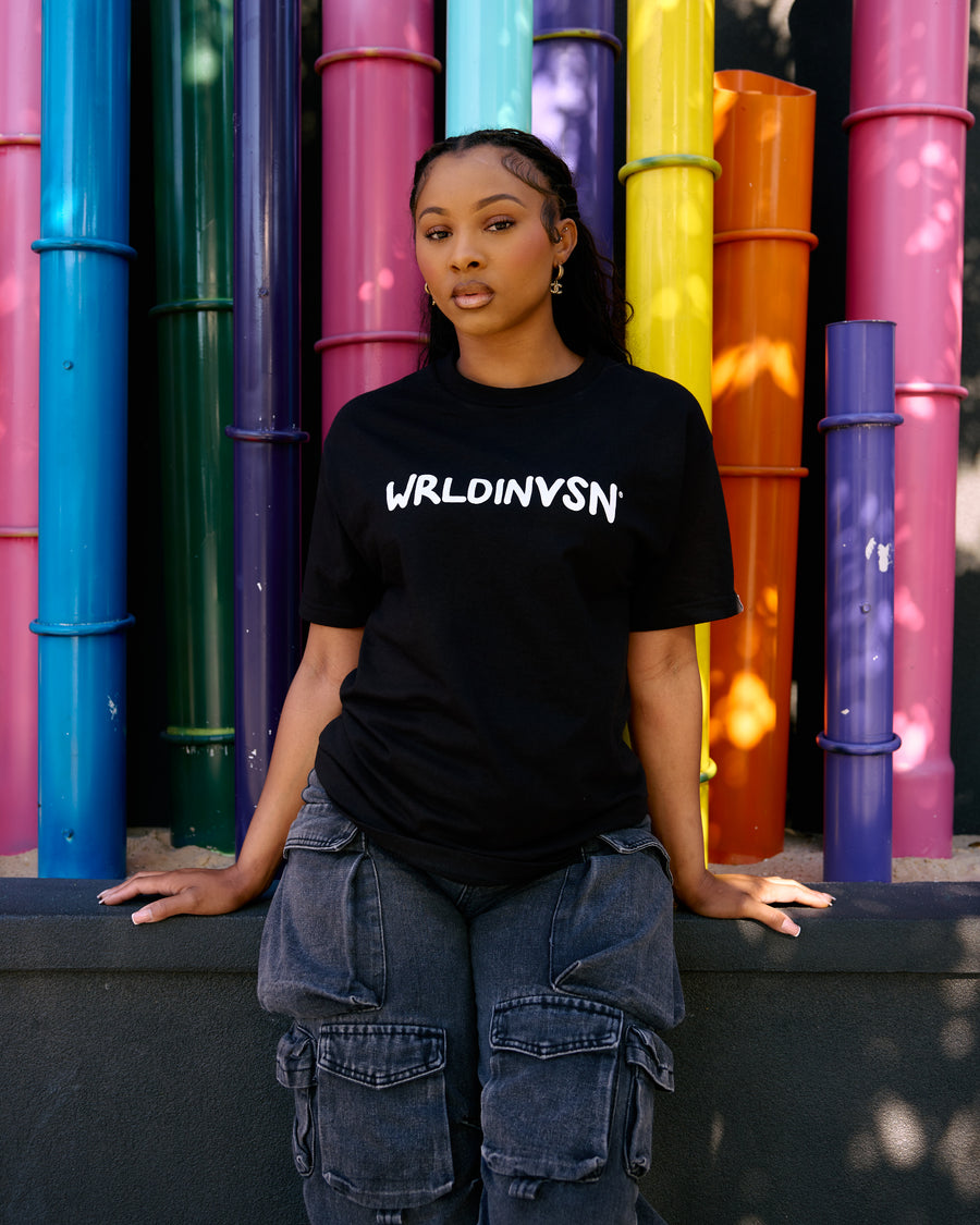 “The Wrld Is Your Canvas” Tee (Black/Multicolor)