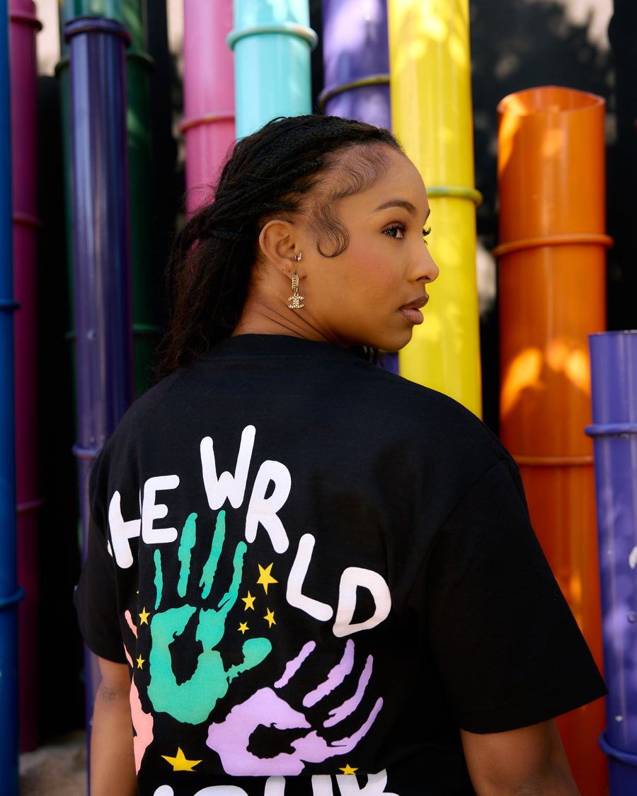 “The Wrld Is Your Canvas” Tee (Black/Multicolor)