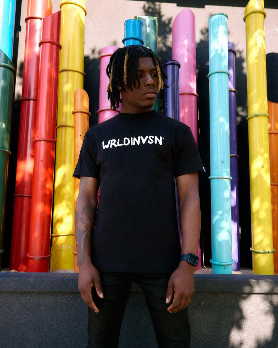 “The Wrld Is Your Canvas” Tee (Black/Multicolor)