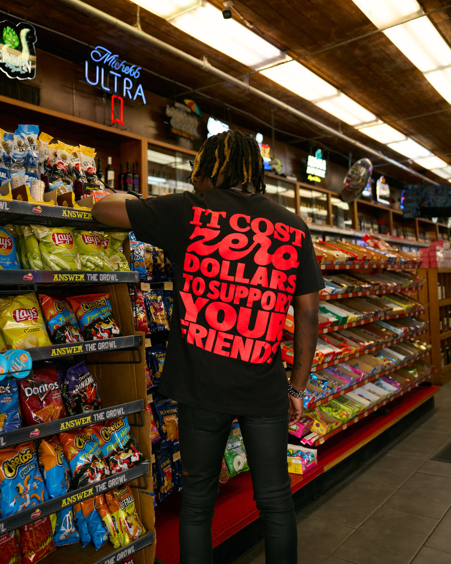 “Support Your Friends” Tee (Black/Red)