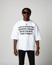 “3D WI” Cropped Sleeve Crewneck Tee (White)