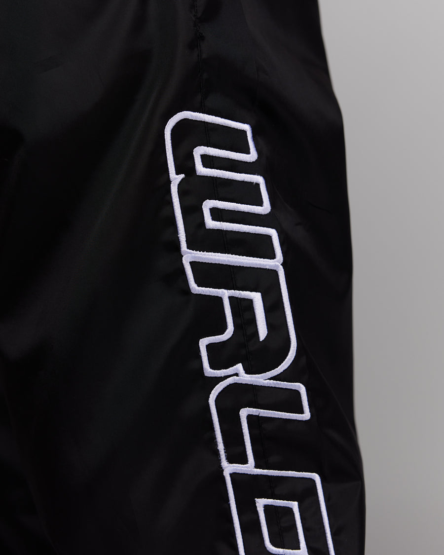 Retro Relaxed-Fit Nylon Pants (Black/White Stitching)