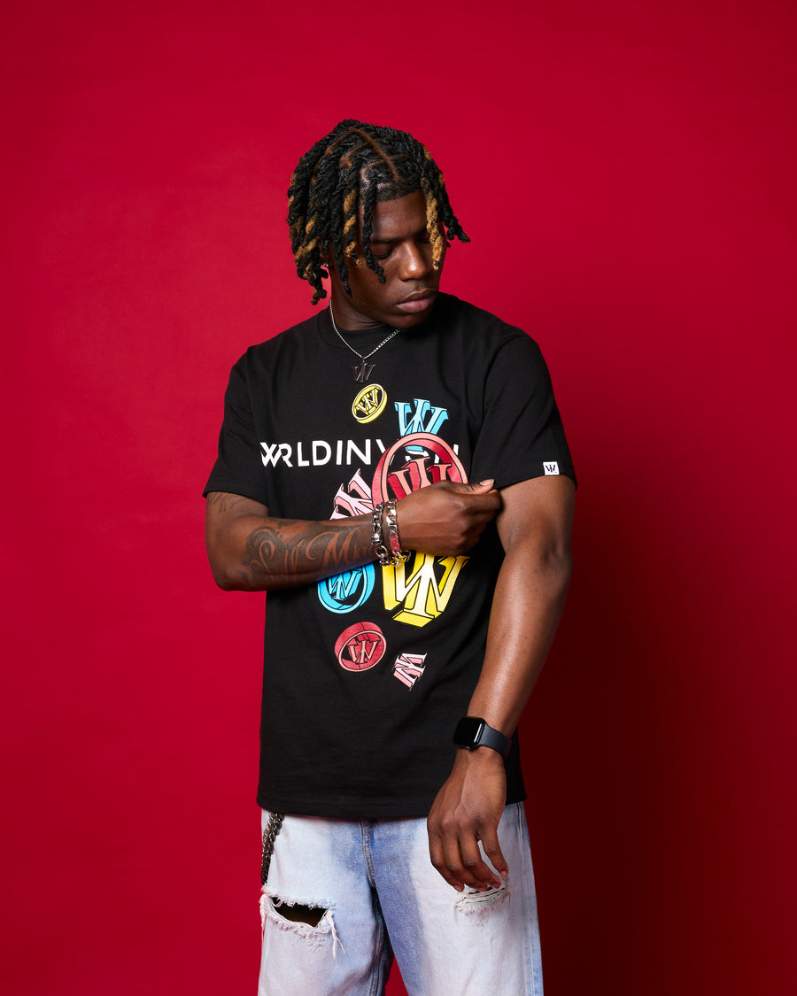 “Falling Pieces” Tee (Black/Multicolor)