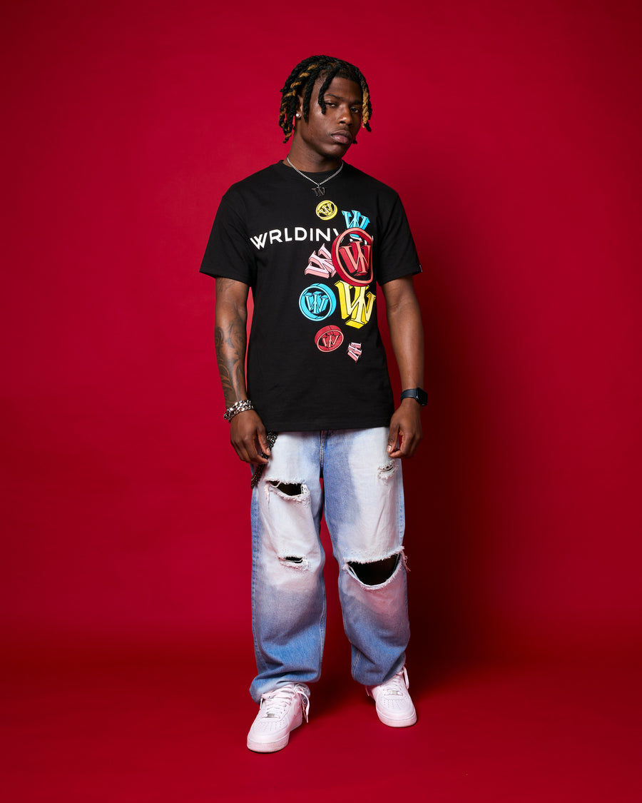 “Falling Pieces” Tee (Black/Multicolor)