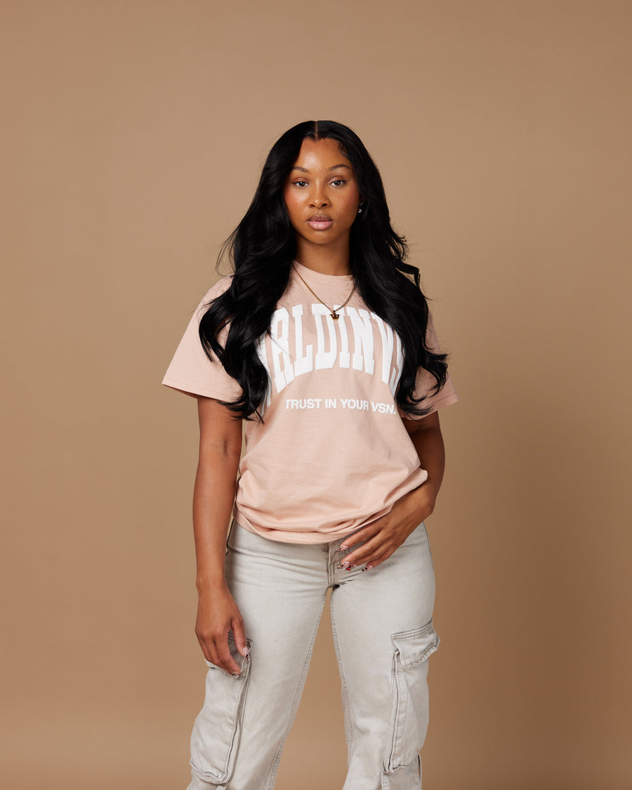 “Big Arch” Tee (Pale Pink/Puff White)