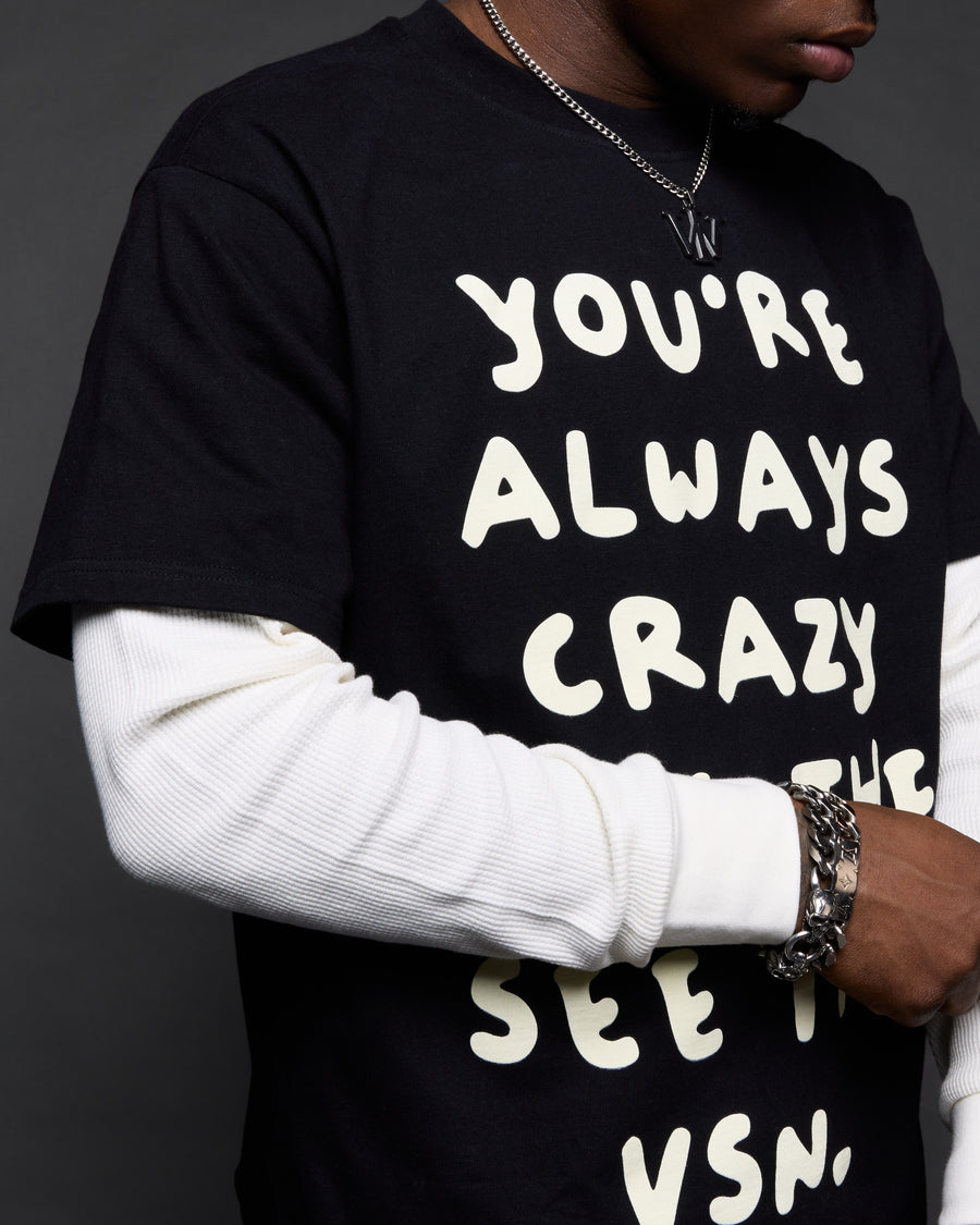 “Crazy VSN” 2-In-1 Long Sleeve Tee (Black & Cream)