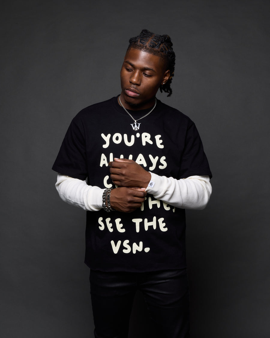 “Crazy VSN” 2-In-1 Long Sleeve Tee (Black & Cream)