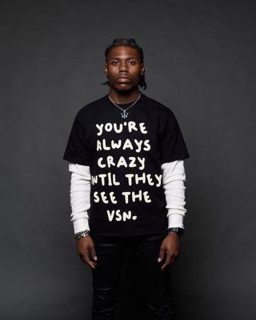 “Crazy VSN” 2-In-1 Long Sleeve Tee (Black & Cream)