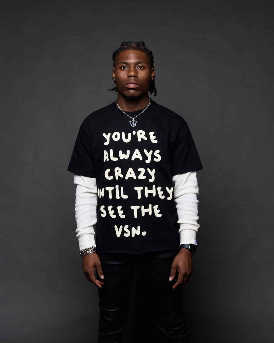 “Crazy VSN” 2-In-1 Long Sleeve Tee (Black & Cream)