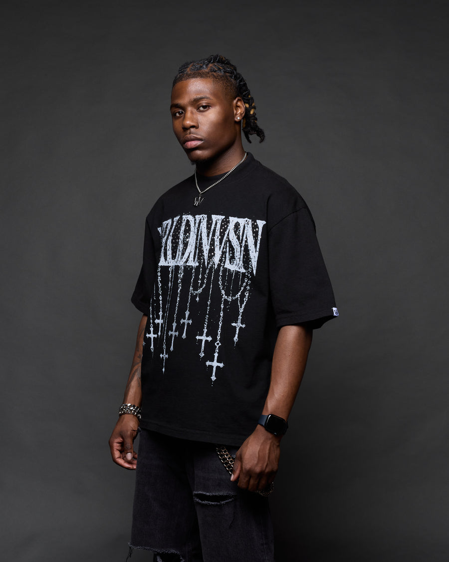 “Rosary Rhinestone” Boxy Tee (Heavyweight & Oversized)