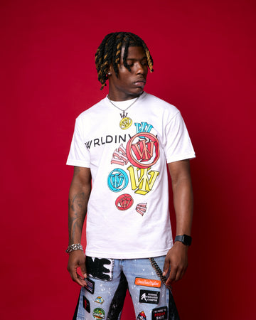 “Falling Pieces” Tee (White/Multicolor)