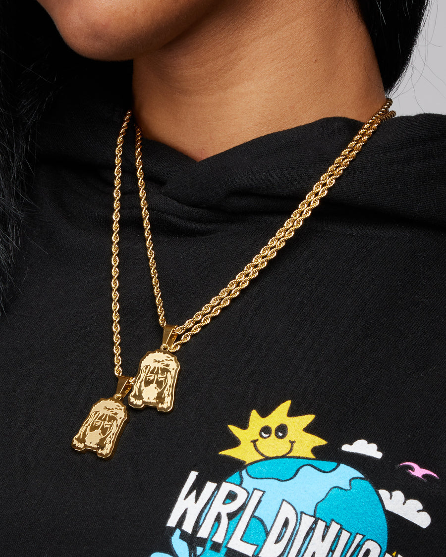 Abstract Jesus Chain 3mm Rope 18k Gold WRLDINVSN