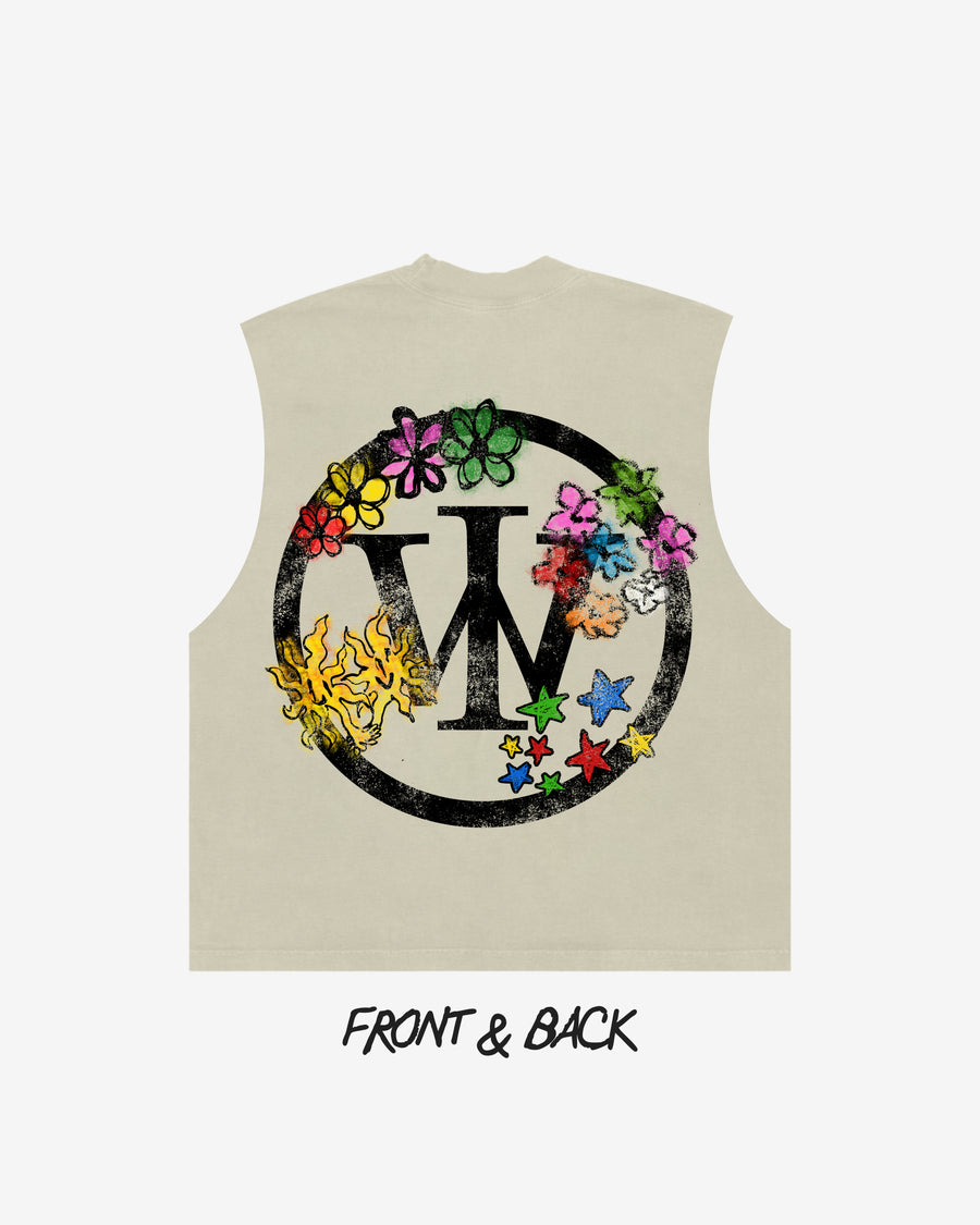 “Fire Flowers” Cut Off Tee (Heavyweight & Oversized)