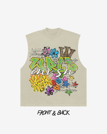“Fire Flowers” Cut Off Tee (Heavyweight & Oversized)