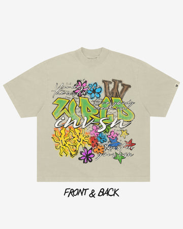 “Fire Flowers” Boxy Tee (Heavyweight & Oversized)