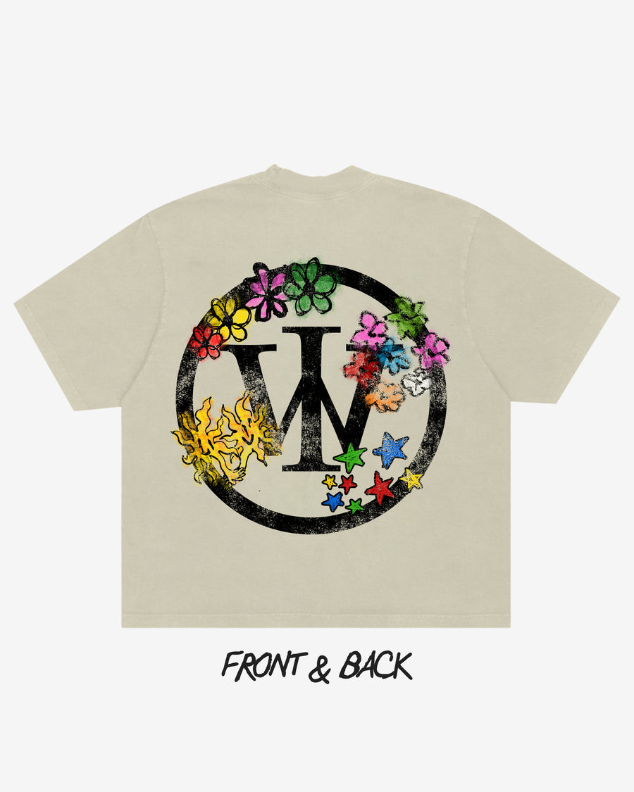 “Fire Flowers” Boxy Tee (Heavyweight & Oversized)