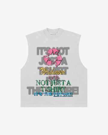 “Not Just A T-Shirt” White Cut Off Tee (Heavyweight & Oversized)
