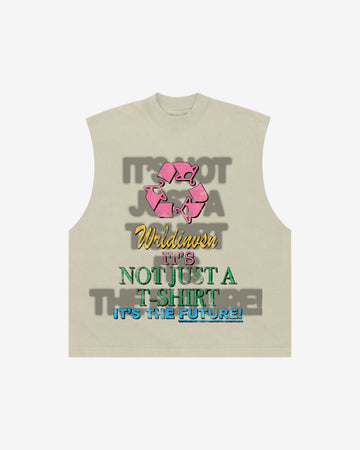 “Not Just A T-Shirt” Cream Cut Off Tee (Heavyweight & Oversized)