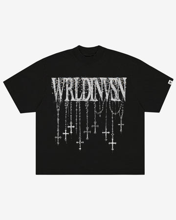 “Rosary Rhinestone” Boxy Tee (Heavyweight & Oversized)