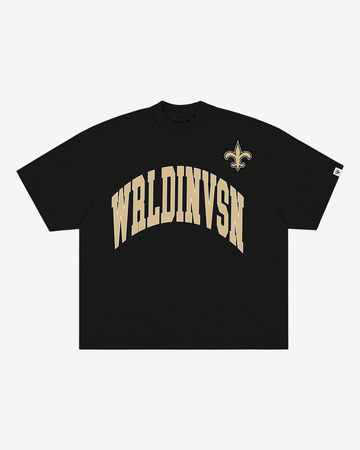 “New Orleans Saints” WRLDINVSN Black Tee (Oversized) [BACKORDER]