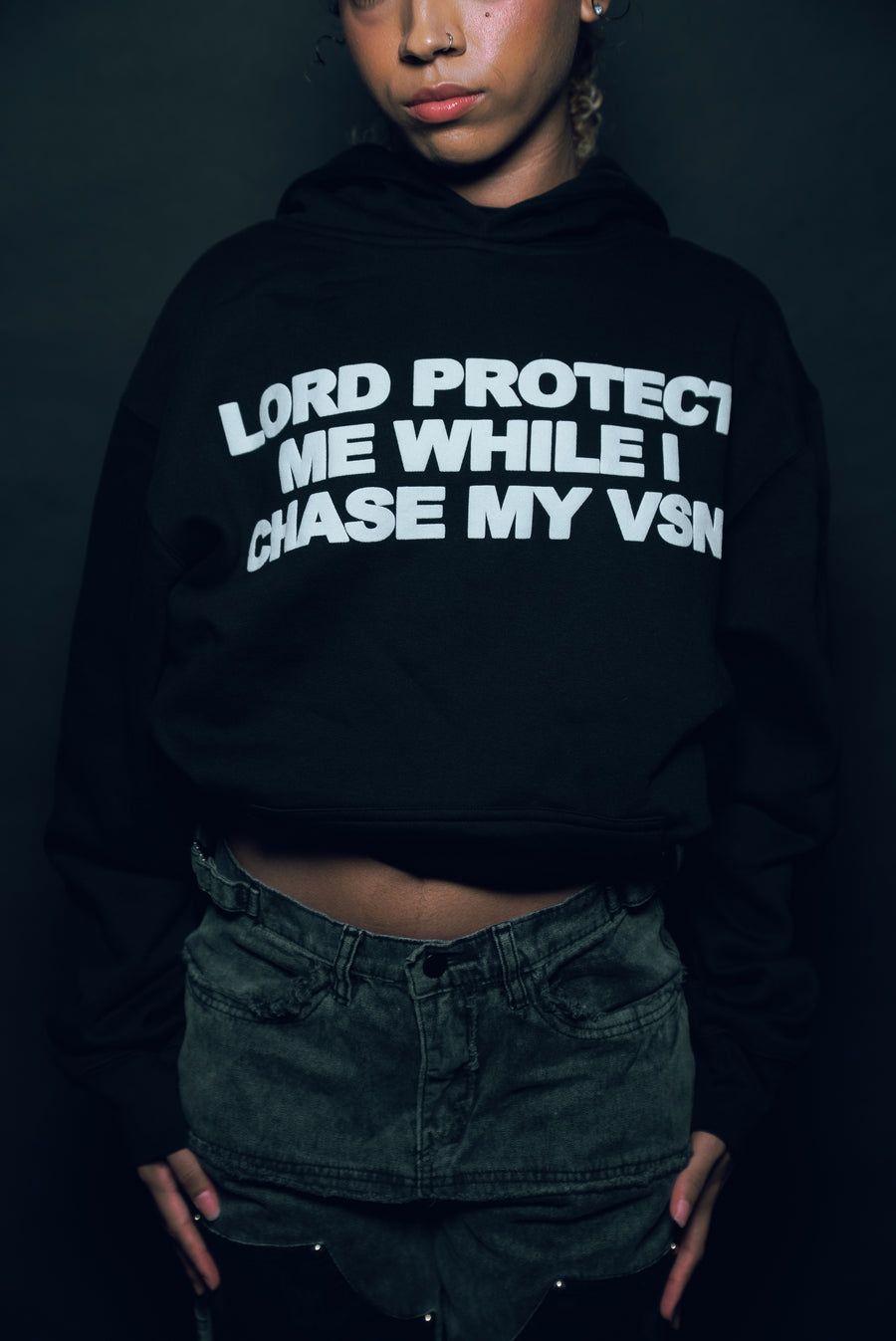 “Lord Protect Me” Hoodie (Black/White Puff)