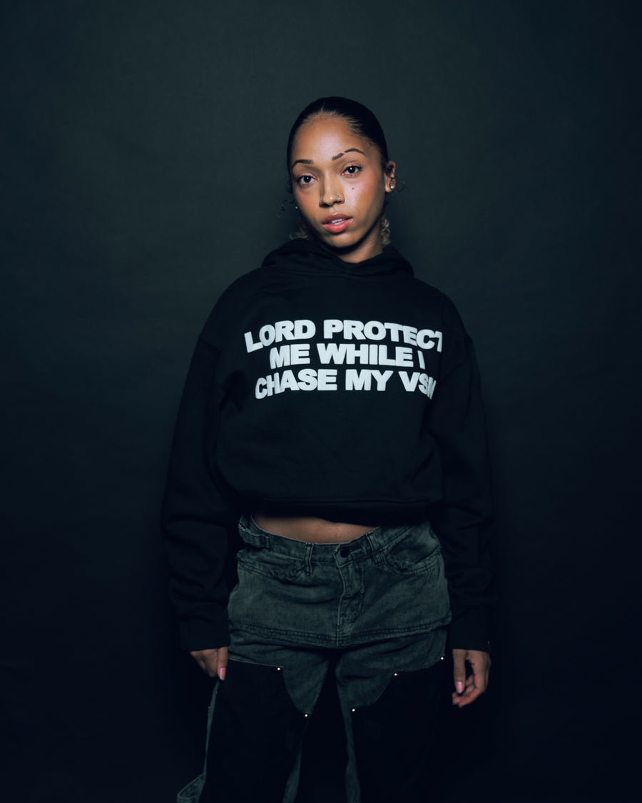 “Lord Protect Me” Hoodie (Black/White Puff)