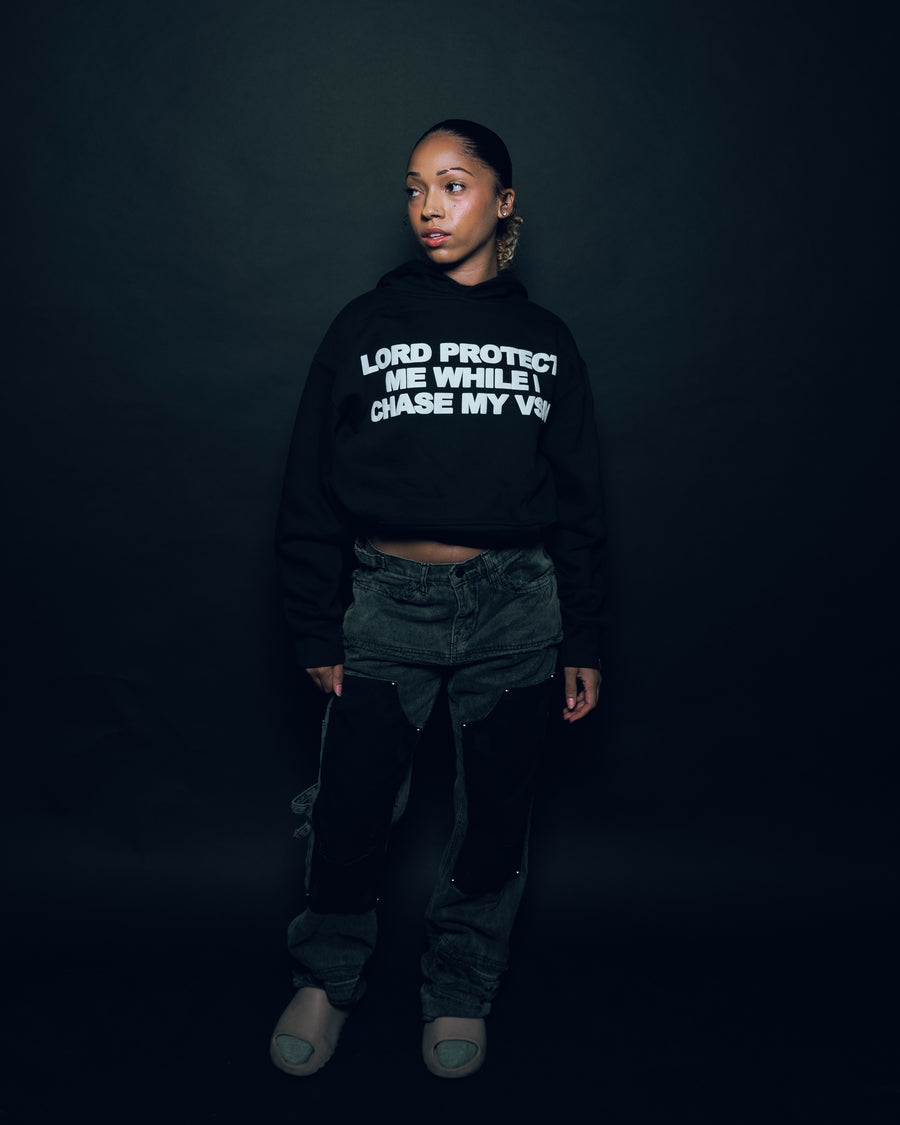 “Lord Protect Me” Hoodie (Black/White Puff)
