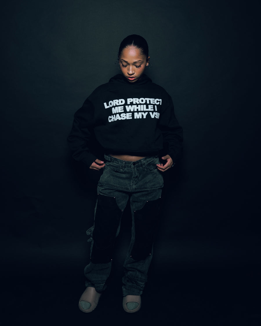 “Lord Protect Me” Hoodie (Black/White Puff)